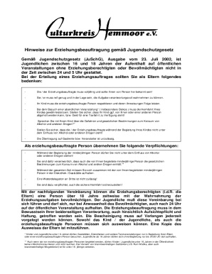 German Youth Supervision Agreement
