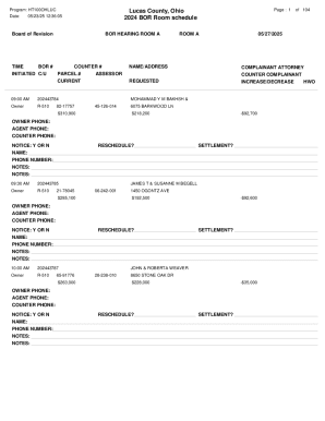 Lucas County Board of Revision Hearing Schedule
