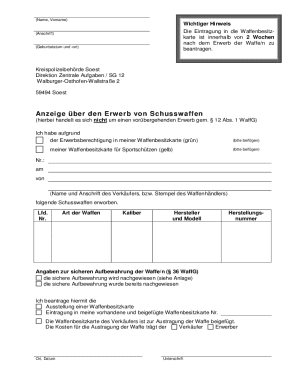 German Firearm Acquisition Notice