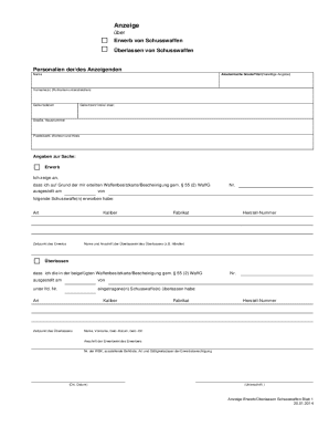 German Firearm Acquisition/Transfer Notice