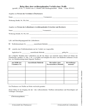 German Firearm Loan Certificate