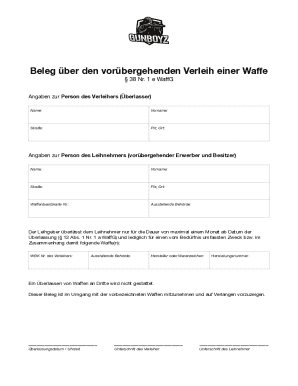 German Weapon Loan Receipt