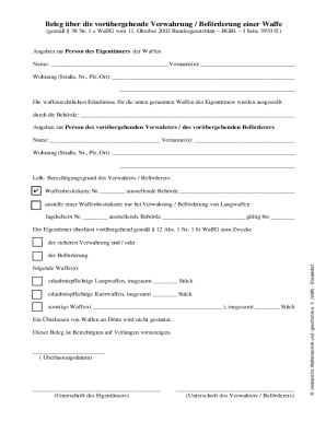German Weapon Custody Form