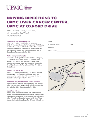 Driving Directions to UPMC Liver Cancer Center