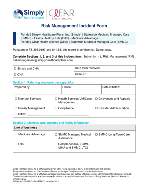 Risk Management Incident Form