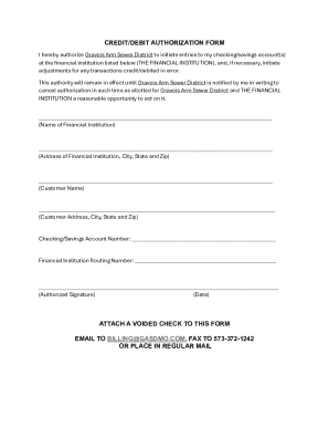 Credit/Debit Authorization Form