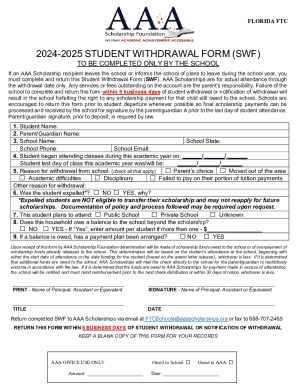 Florida Student Withdrawal Form