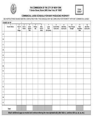 New York Commercial Lease Schedule