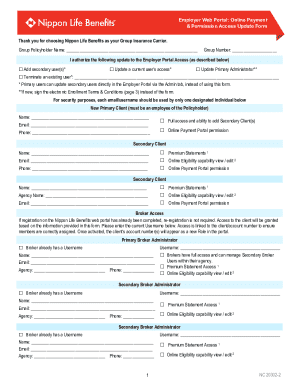 Employer Web Portal Access Update Form