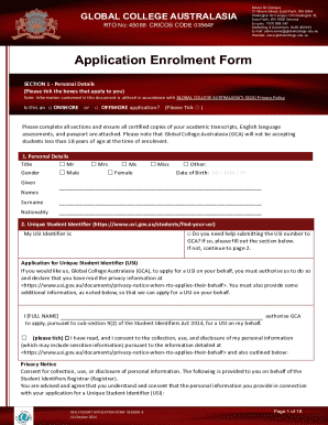Global College Australasia Student Application Form