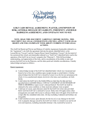 Golf Cart Rental Agreement and Waiver
