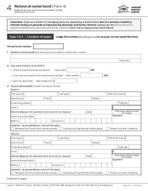 Queensland Rental Bond Refund Form 4