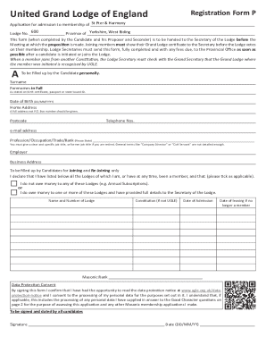 United Grand Lodge of England Membership Application