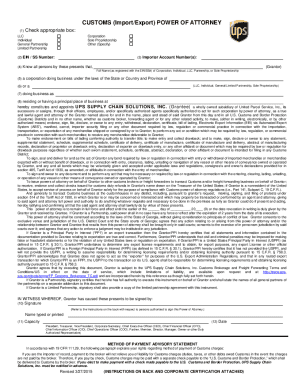 Customs Power of Attorney