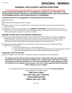 New York State Liquor Authority Renewal Application