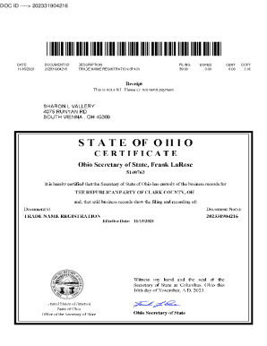 Ohio Trade Name Registration Form 534A