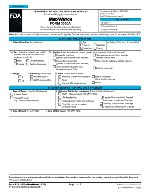 FDA Form 3500A