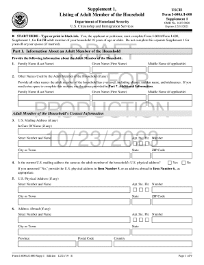 USCIS Form I-600A/I-600 Supplement 1