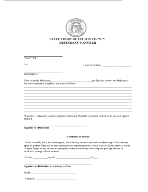 Defendant's Answer Form