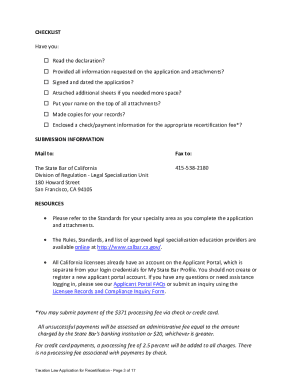 California Legal Specialization Recertification Application