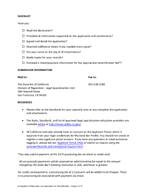 California Legal Specialization Recertification Application