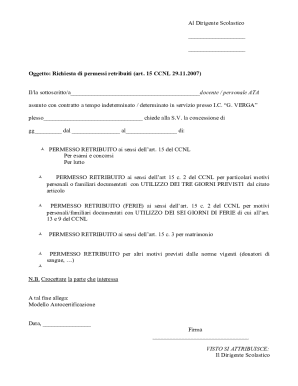 Italian School Leave Request Form