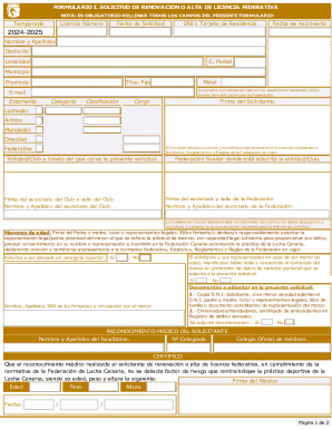 Spanish Federation License Application Form