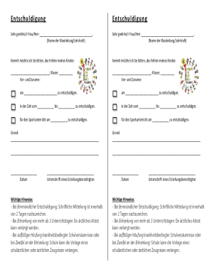 School Absence Excuse Note