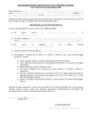 Italian Self-Certification Form