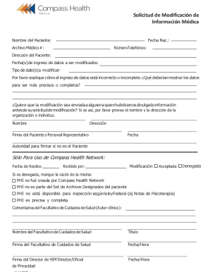 Medical Information Modification Request Form