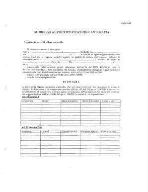 Italian Antimafia Self-Certification Form