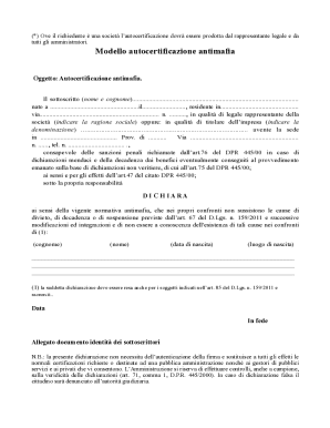 Italian Antimafia Self-Certification Form
