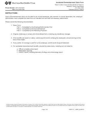 Accidental Dismemberment Claim Form