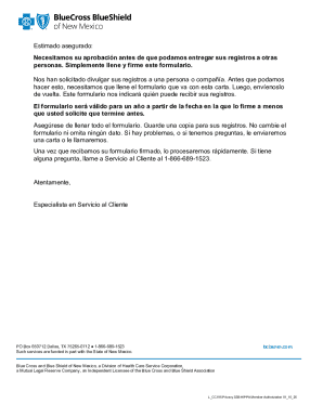 Blue Cross and Blue Shield of New Mexico Member Authorization Form