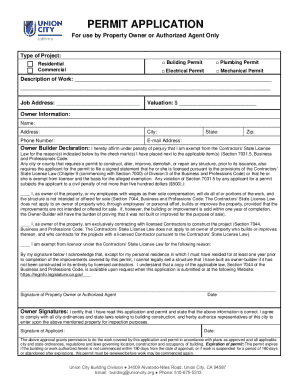 Union City Building Permit Application