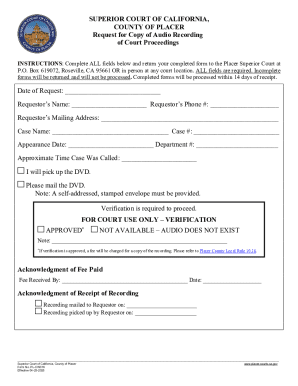 California Court Audio Recording Request Form