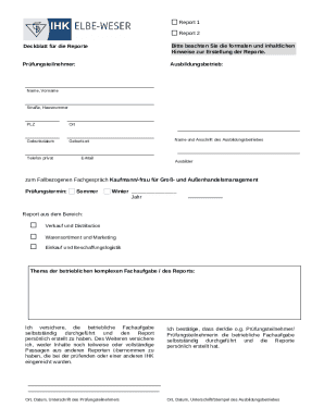 German Apprenticeship Report Form