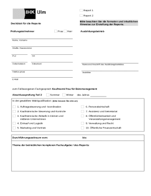 Report Template for Kaufmann/-frau für Büromanagement