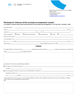 Italian Annual Fee Refund Request Form