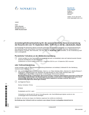 Novartis AG Proxy Voting Form