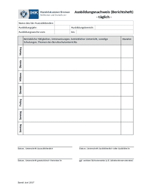 Ausbildungsnachweis (Berichtsheft)