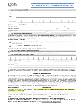 Italian Home Renovation Anticipation Form