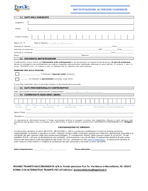 Fon.Te. Anticipation Request Form