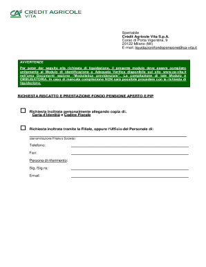 Italian Pension Fund Withdrawal Request Form