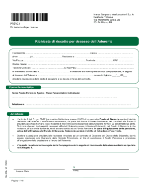 Richiesta di riscatto per decesso dell’Aderente