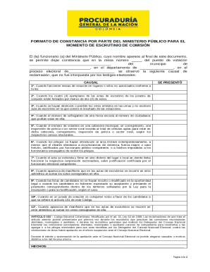 Constancia por parte del Ministerio Público para el momento de escrutinio de comisión