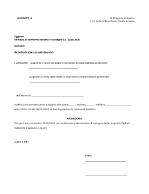 Richiesta di conferma docente di sostegno