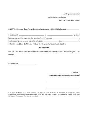Richiesta di conferma docente di sostegno