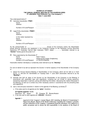 Power of Attorney for Annual General Meeting