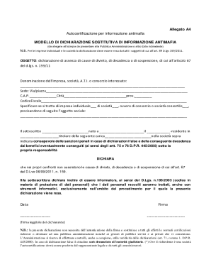 Italian Antimafia Self-Certification Form
